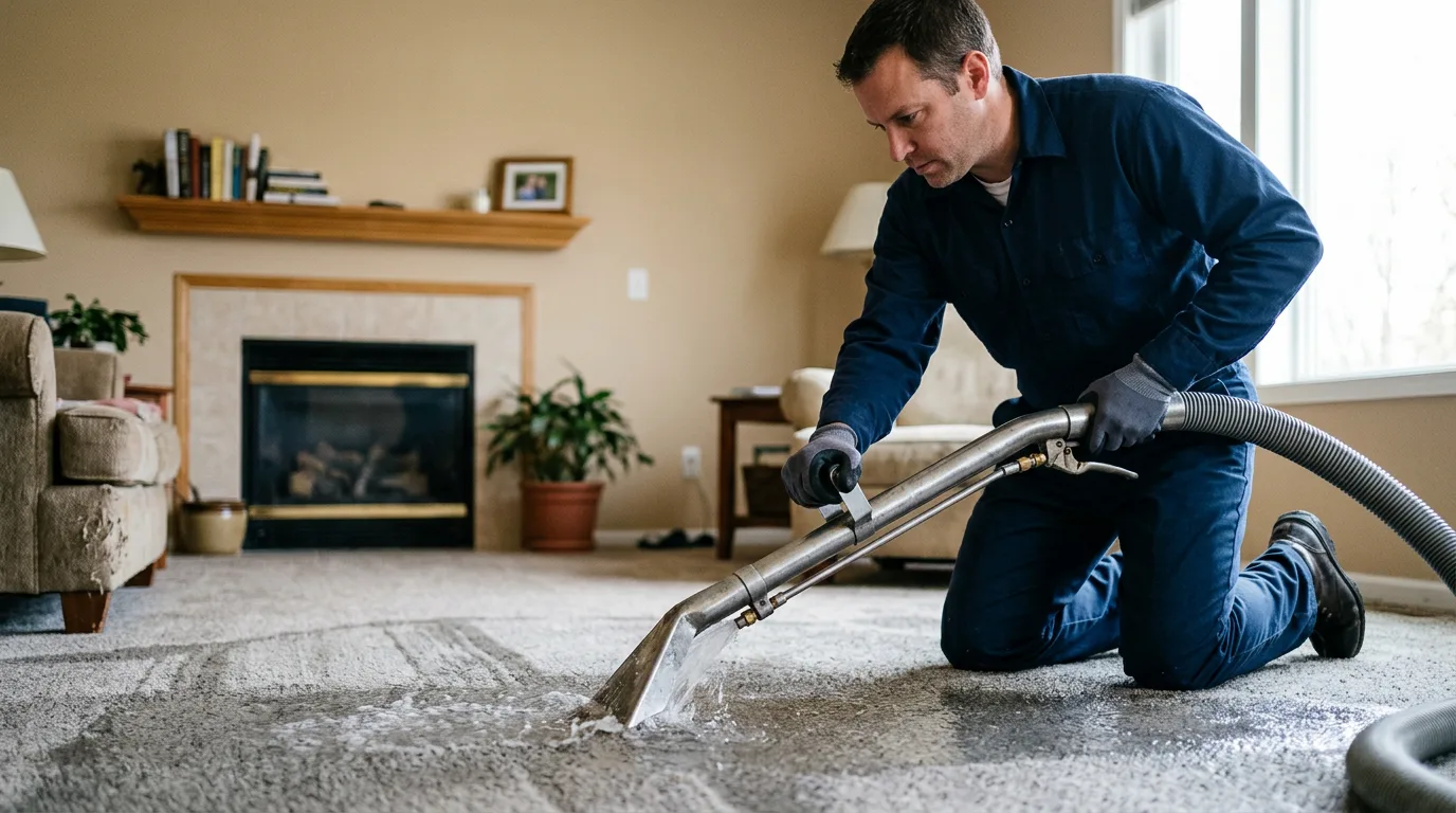 Water damage restoration technician working near Fair Play, MO